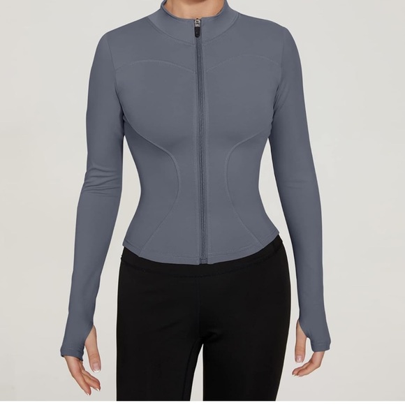 LUYAA Women's Workout Jacket Lightweight Zip Up Yoga Jacket Cropped Athletic - Picture 2 of 4